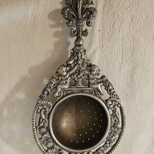 Antique 1891-1918 Montagnani Factory Italy Silver Plated Brass Tea Strainer